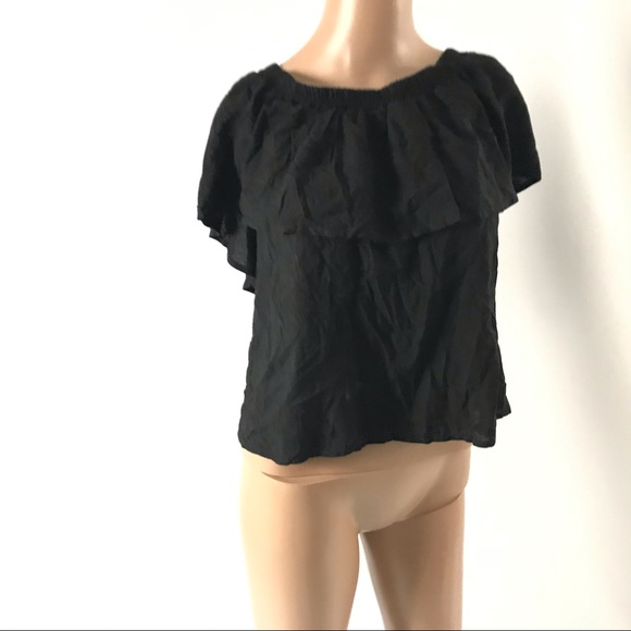 Tysa Women’s Blouse Shirt Size 0 Ruffle Black - Picture 6 of 6